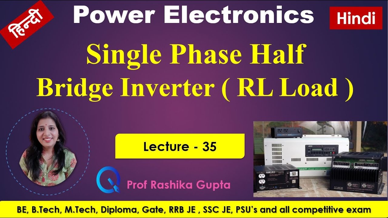 #35 Single Phase half bridge inverter with RL-load In Hindi || It's  Operation & Waveforms In Hindi.