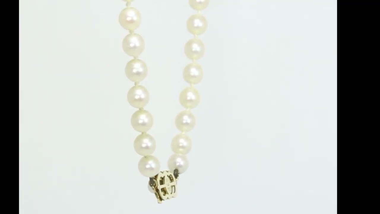 Mikimoto Matinee Length Single Strand Pearl Necklace 18K YG 6-6.5MM 24” Long - 34366