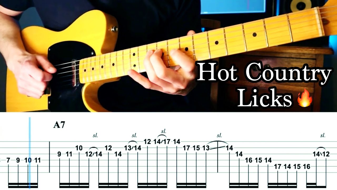 Fast Country Guitar Licks  | Tabs + Backingtrack
