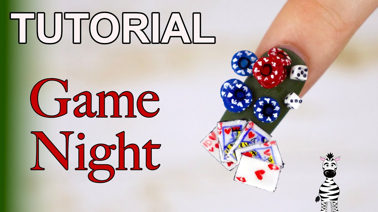 EXTREME 3D Game Night Acrylic Nail Art Tutorial | Cards, Dice, Poker Chips