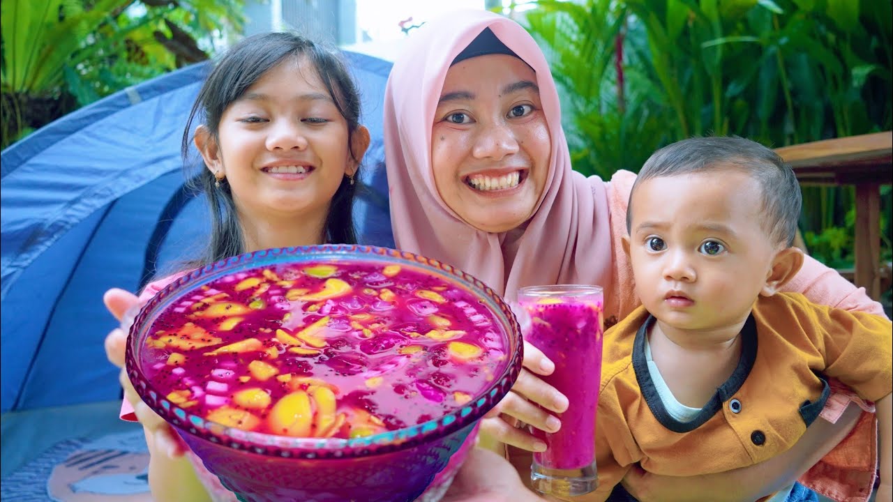 BUKA PUASA DI TENDA ⛺ BIKIN ES BUAH BERSAMA BAYI AZAM | Salsa and Family