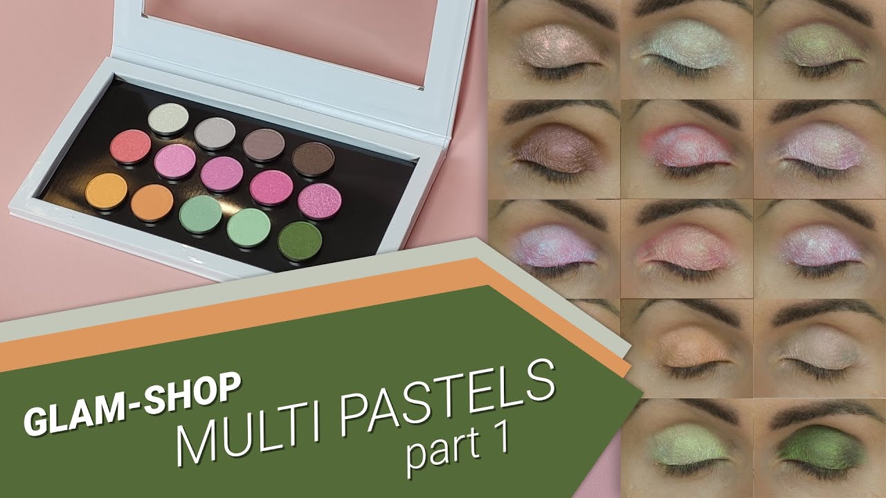 GLAM-SHOP Multi Pastels, part 1 -- 14 swatches on eyelids! 😊