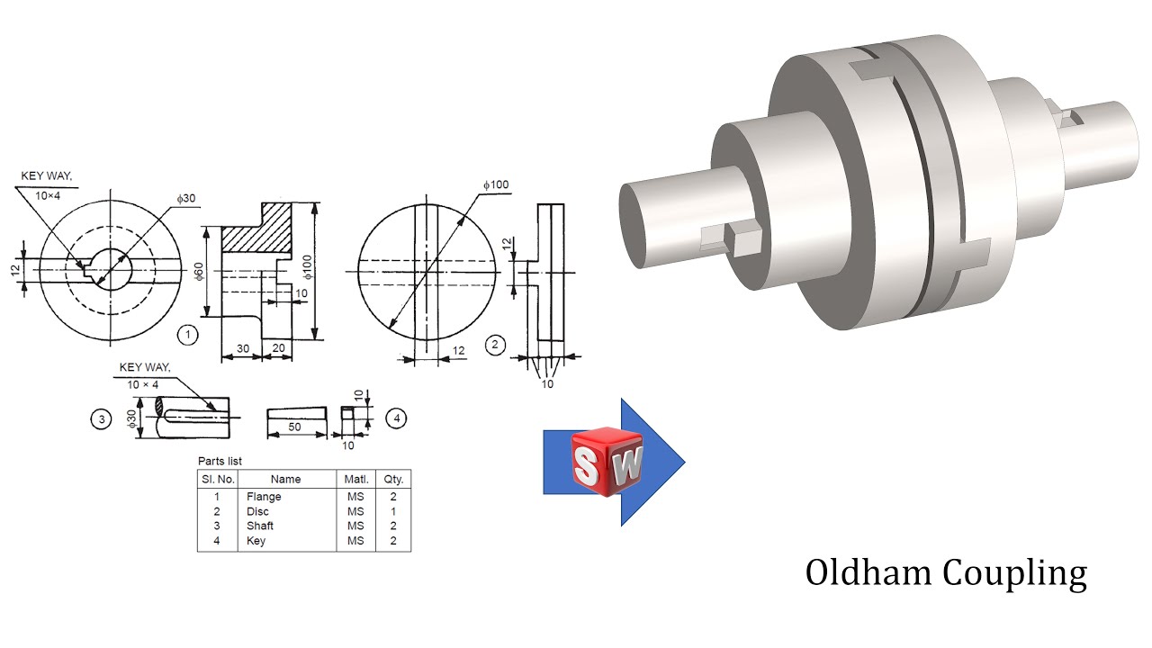 Детали и сборка муфты Oldham с использованием SOLIDWORKS | Учебное пособие по SOLIDWORKS для начи...