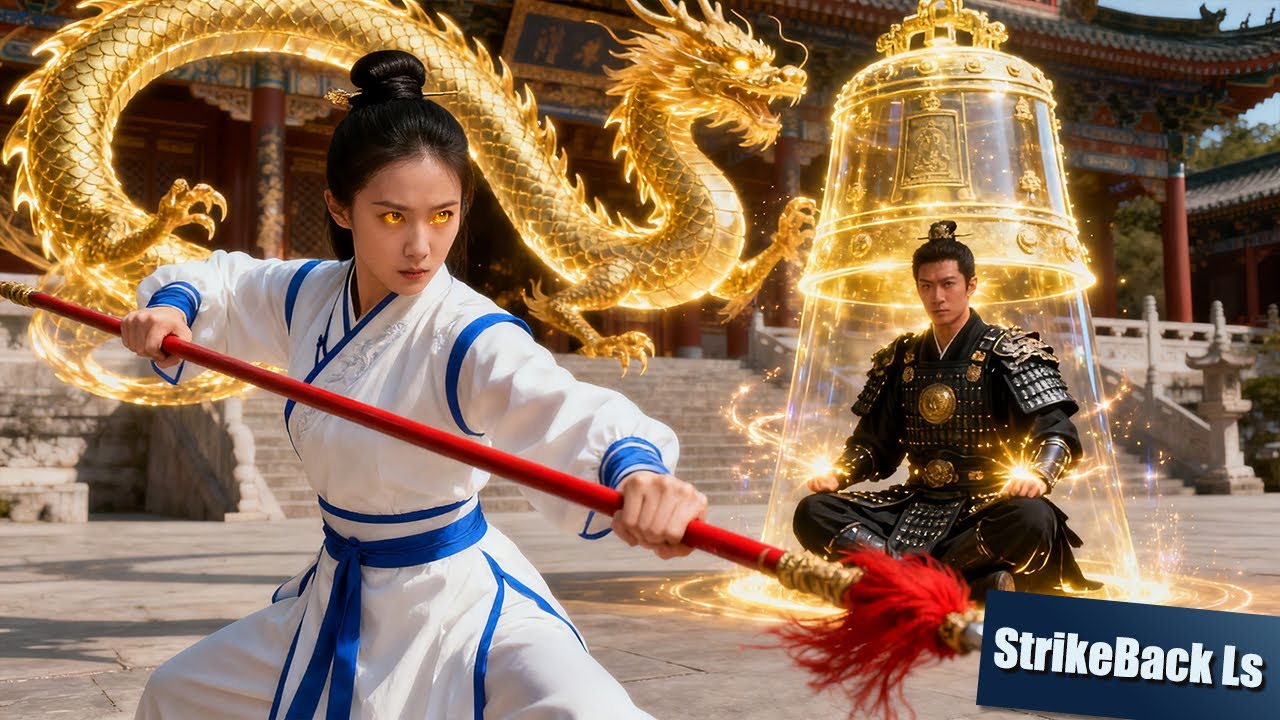 War god&rsquo;s power is sealed&mdash;but Beauty fights with spear to protect him!  Wake Up! Kung Fu War God!