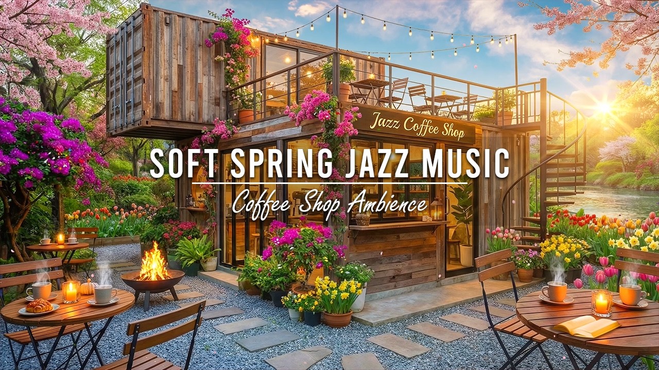 Soft Piano Jazz Music in Spring Coffee Shop Ambience ☕ Jazz Relaxing Music for Work, Focus & Study