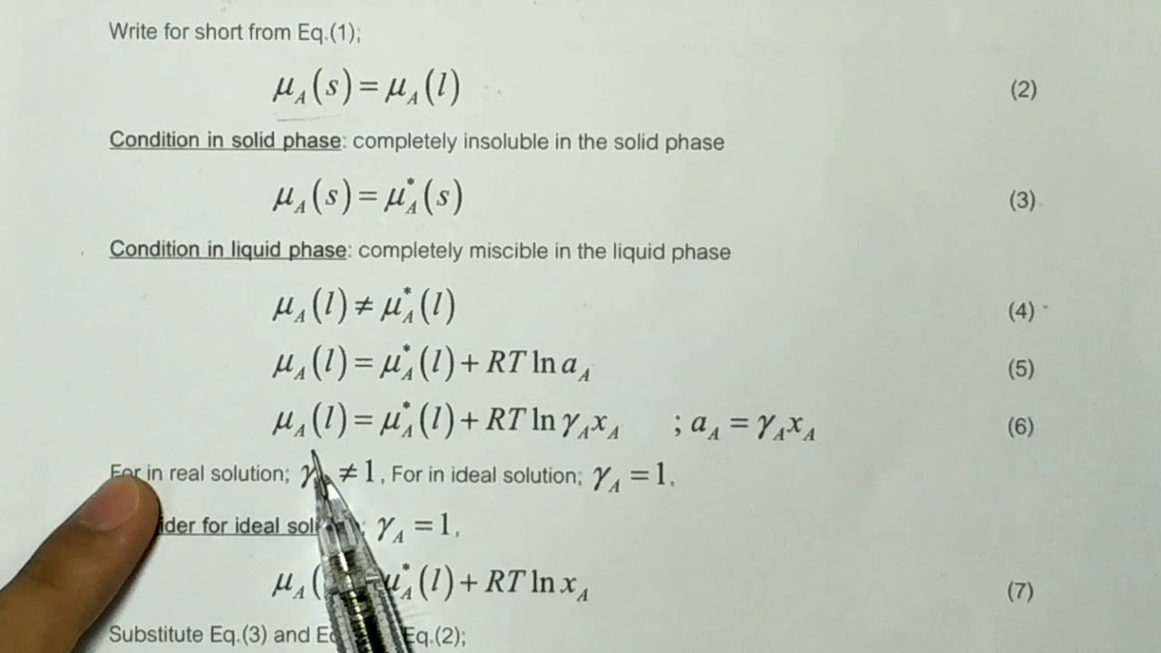 Model2 : Chemical potential of S-L equilibrium : Binary solid-liquid phase diagram