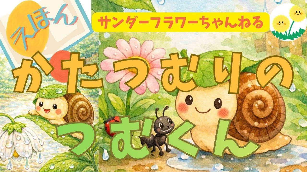 【寝かしつけ 絵本】かたつむりの つむくん｜雨あがりのにわで おてつだい｜幼児向け読み聞かせ
