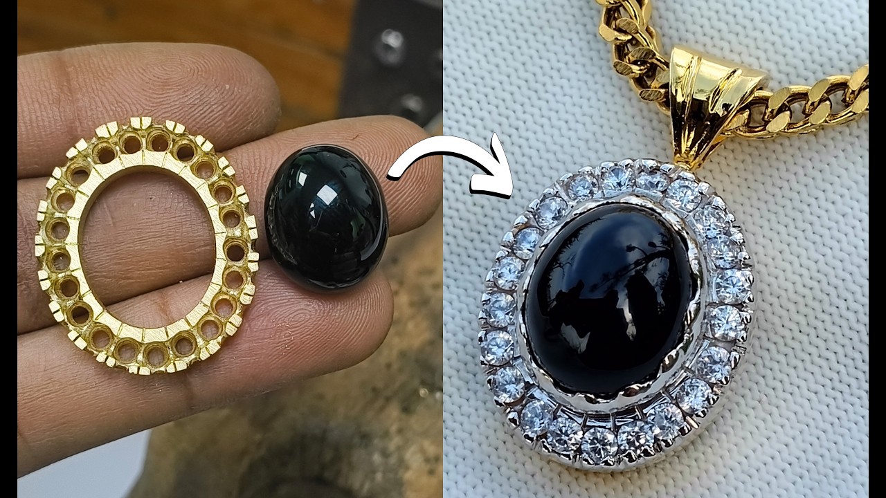 Handmade Black Onyx & Diamond Pendant | Detailed Jewelry Making Tutorial
