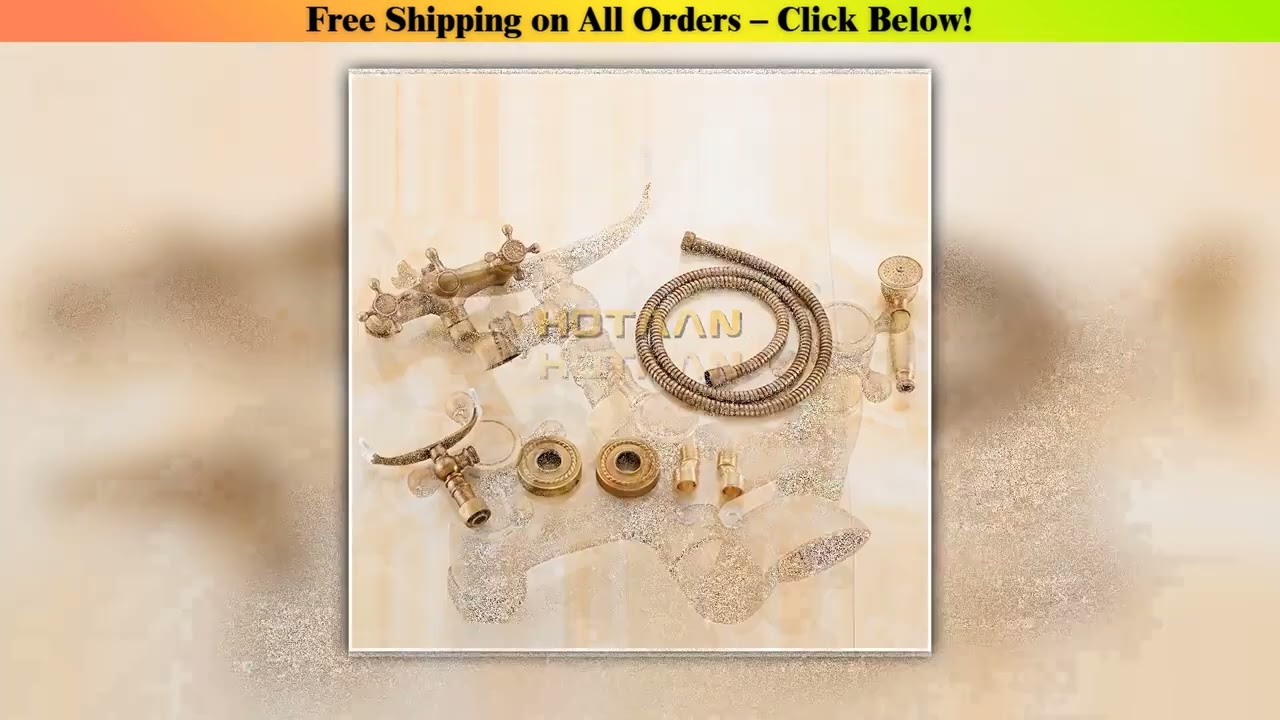 Chrome Bathroom Bath Tub Wall Mounted Hand Held Antique Brass Shower Head Kit Shower Faucet Mixer