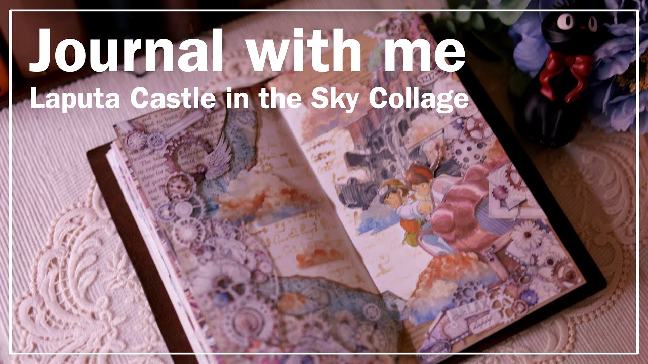 [ASMR]  ジブリでコラージュ🏰天空の城ラピュタ  |  journal with me | collage |