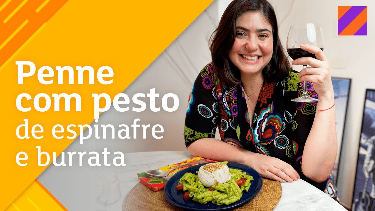 PENNE COM PESTO DE ESPINAFRE E BURRATA  |  JANTAR ROMÂNTICO DIA DOS NAMORADOS