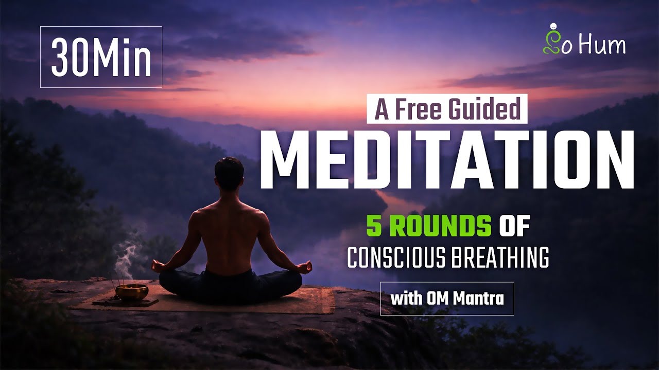 5 Rounds Guided Breathing Practice for kevala kumbhaka | OM Mantra & Deep Meditation