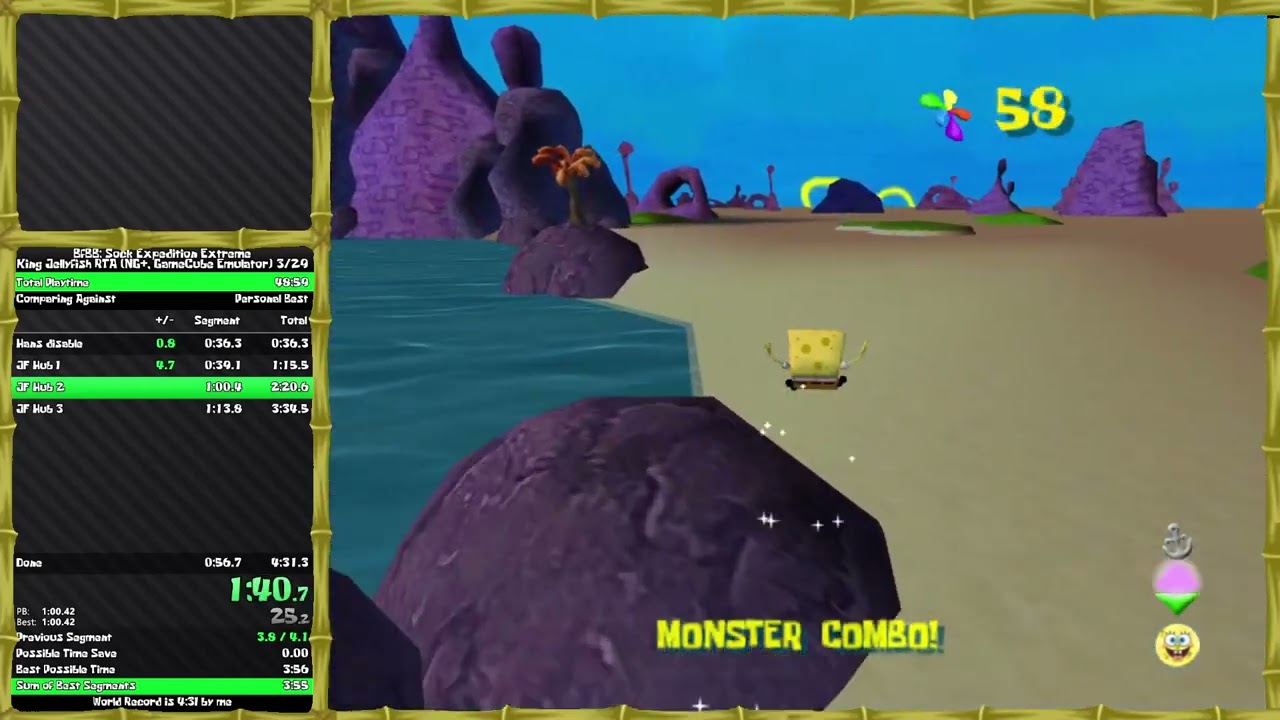 [PB/WR] King Jellyfish RTA NG+ in 3:29 - BfBB: Sock Expedition Extreme