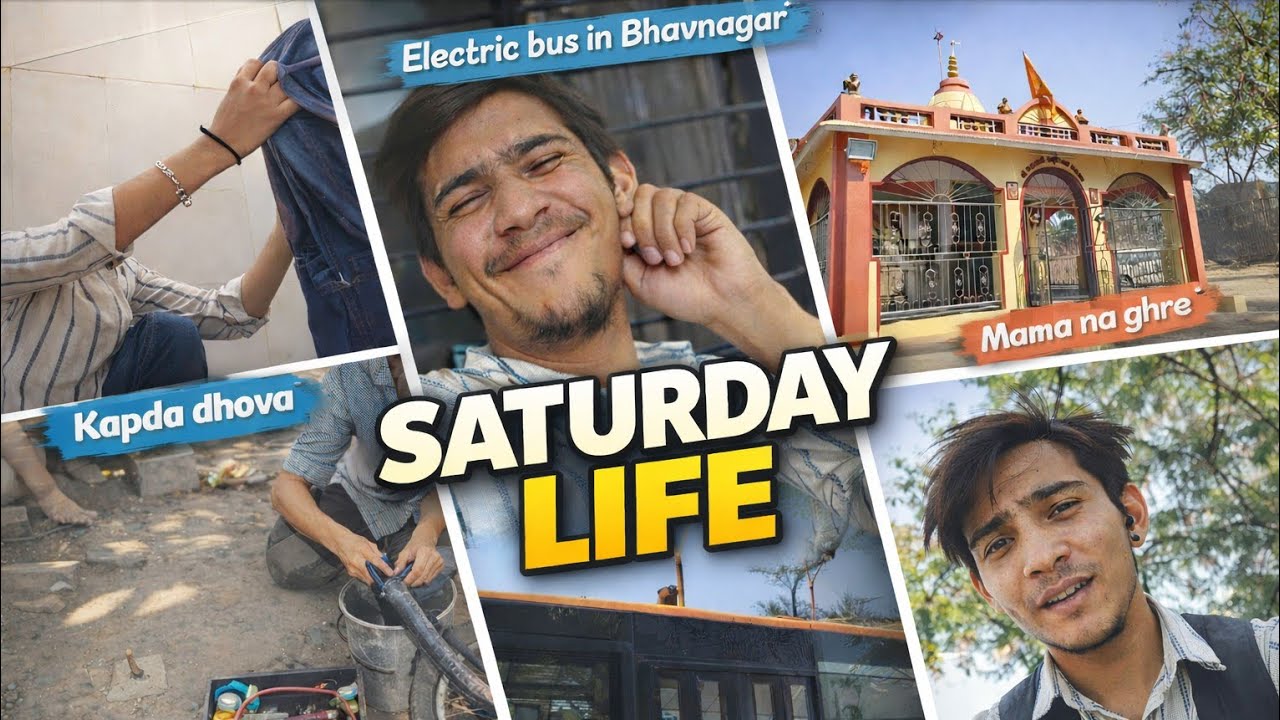 Electric Bus in Bhavnagar 🚌 | Mama Na Ghre 😍 | Kpda Dhova 😭 | Saturday Life Vlog | Bhuro Vlogerr