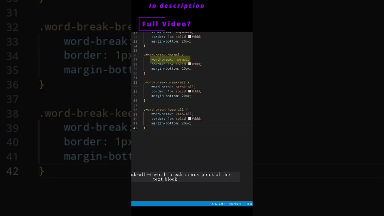 💻 CSS 11b - word break property 💻 #css #css3 #csscourse #html #html5 #omg