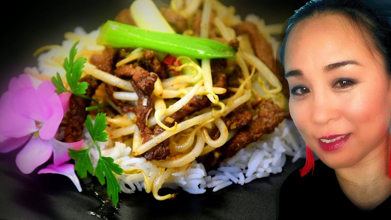 Spicy Beef & Beansprouts Stir Fry Chinese Style