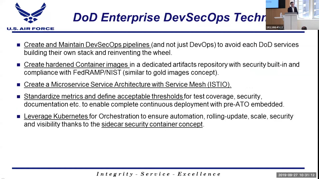DEF2019 DoD Enterprise DevSecOps Initiative Software Factory