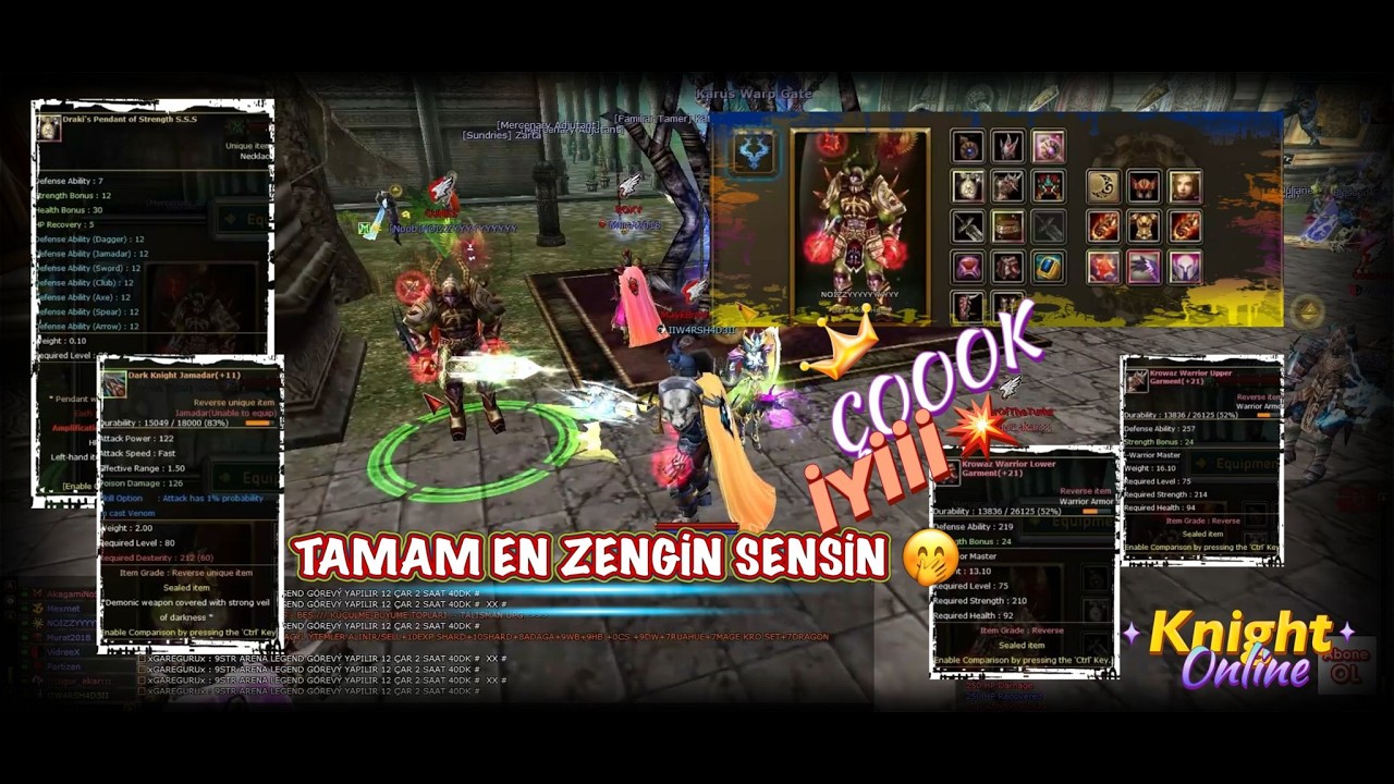 TAMAM OREADSIN EN ZENGİNİ SENSİN KNİGHT ONLİNE OREADS