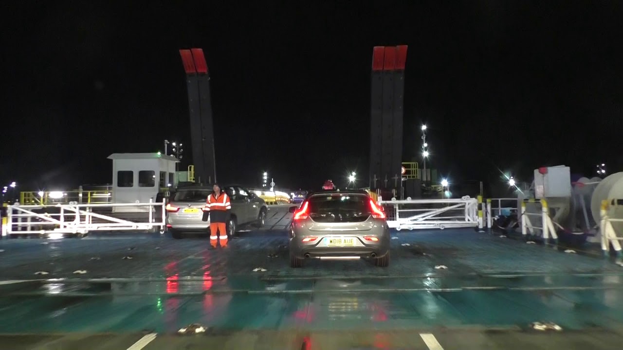 Driving Off Ferry MV Mont St Michel Brittany Ferries Portsmouth International Port Hampshire England