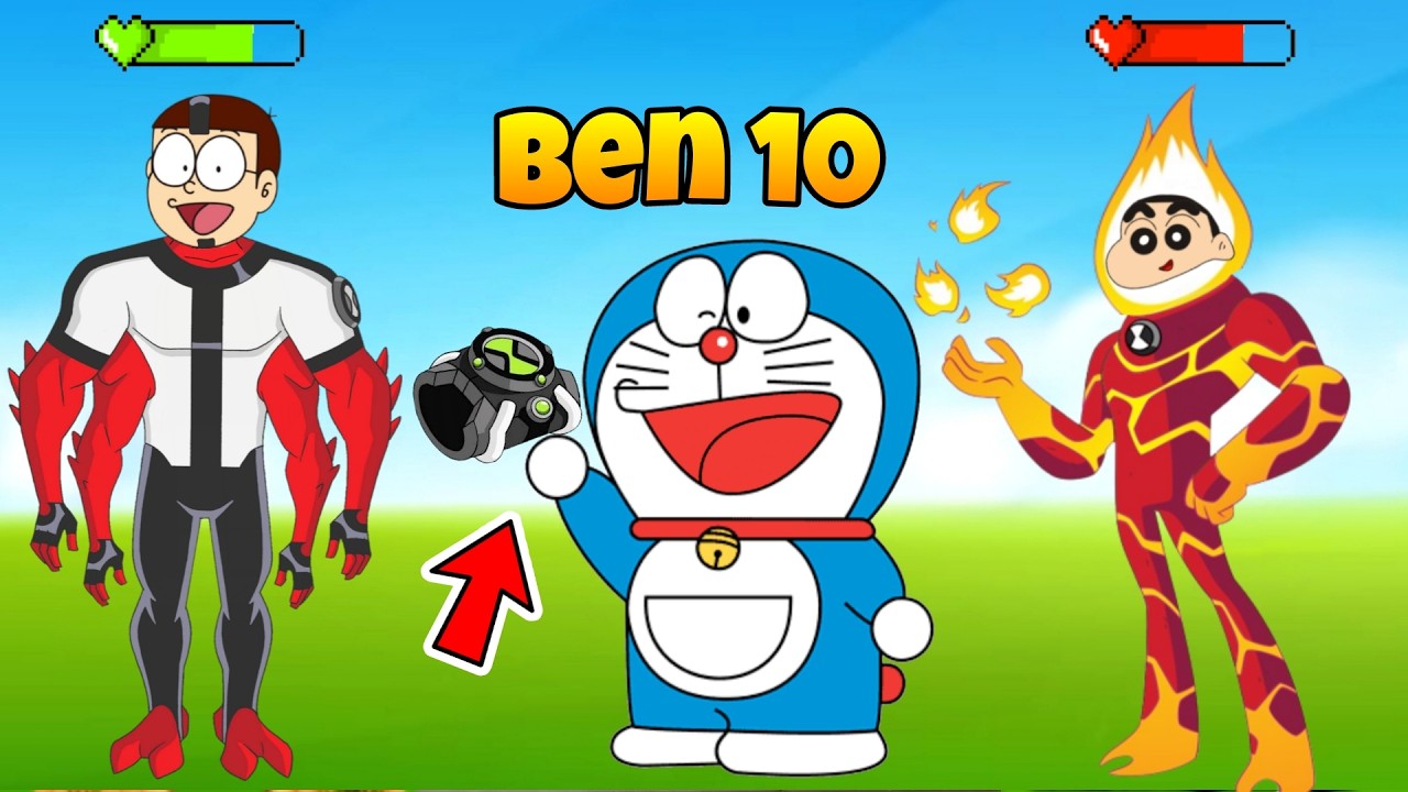 Doraemon Give Ben 10 Watch To Nobita And Shinchan 😱😱 | Shinchan And Nobita Game | Funny Game |