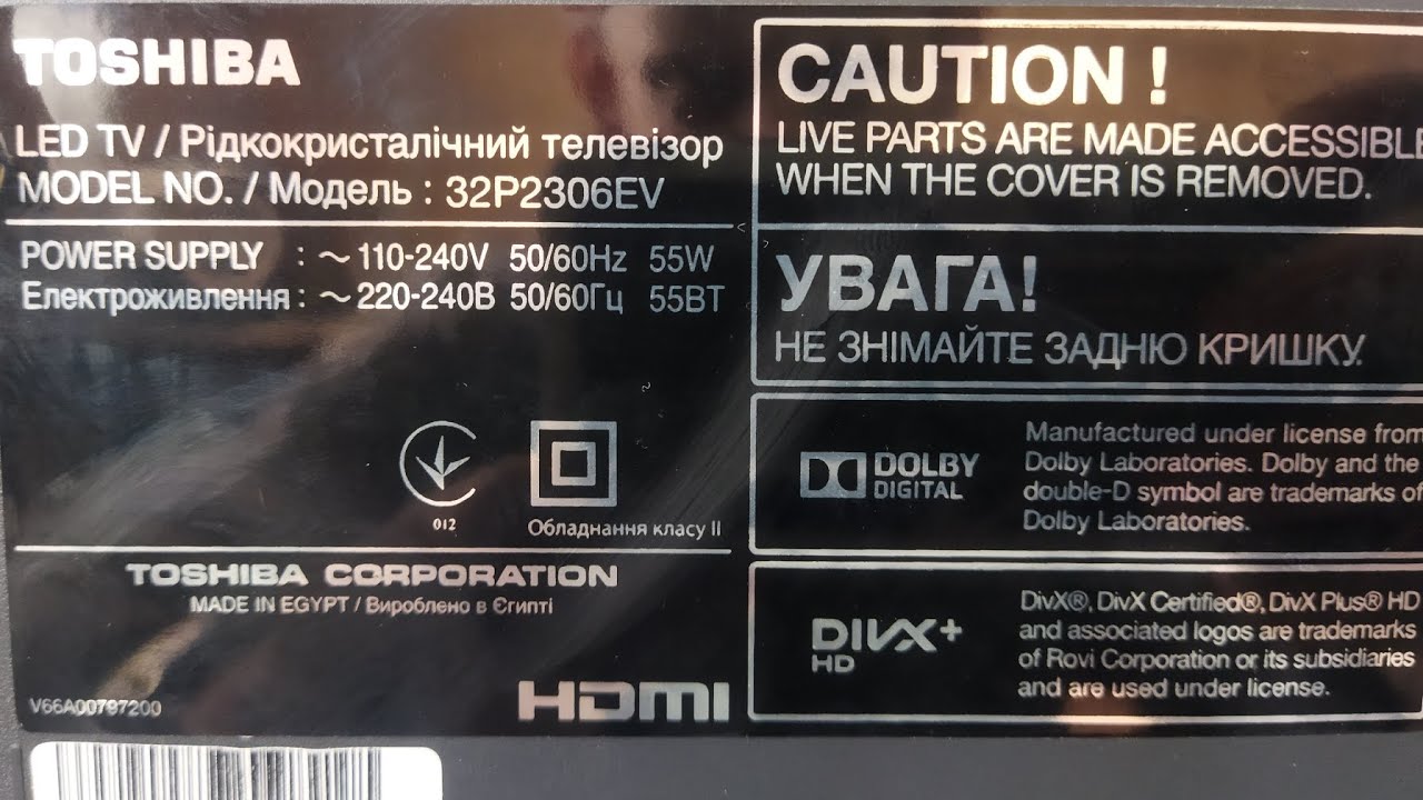 телевизор toshiba 32p2306ev ремонт main bord и подсветки