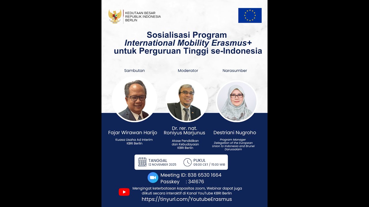 Webinar Sosialisasi Program International Mobility Erasmus+ untuk Perguruan Tinggi di Indonesia
