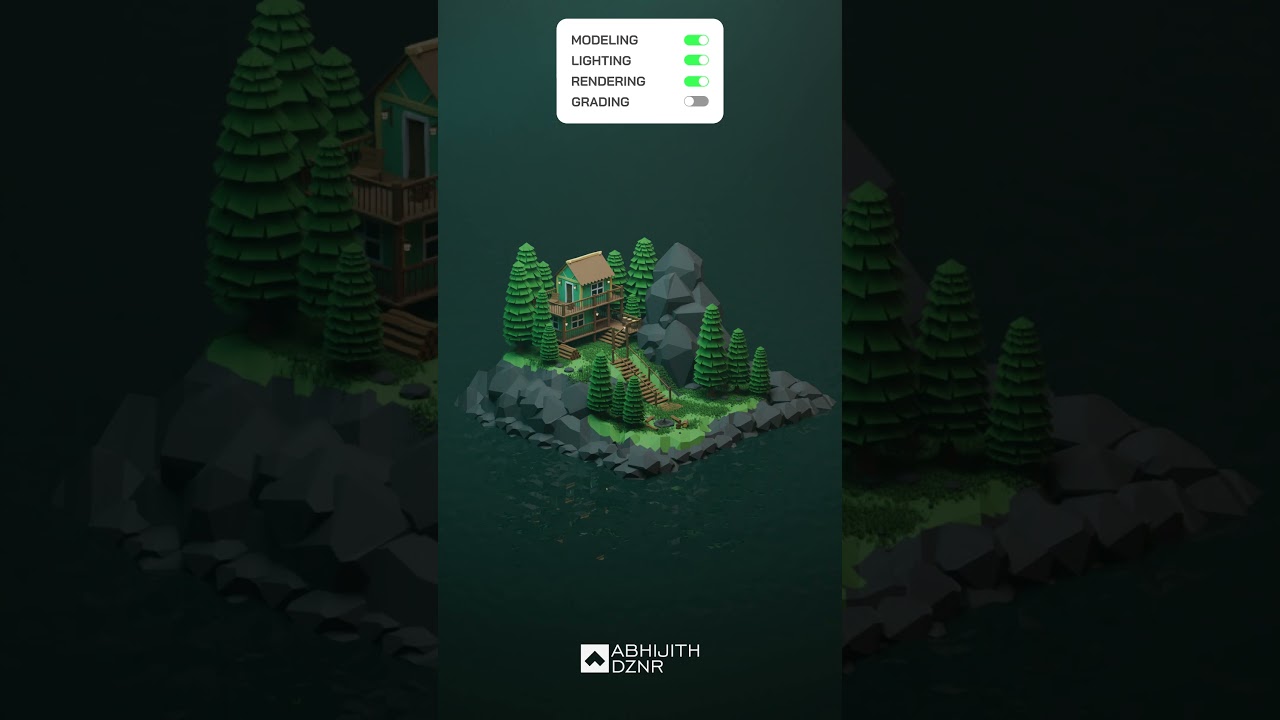 Low poly world blender tutorial  | Wooden House in the Island |  Tutorial (Commentary) #blender3d