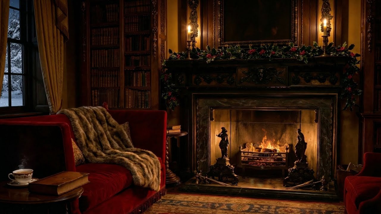 Rich Victorian Fireplace Ambience 🔥 Grand Sitting Room for Sleep & Reading
