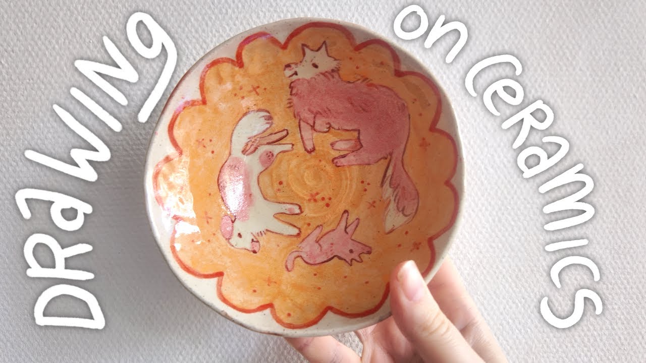 How to paint on ceramics 🪴  Making some illustrated bowls