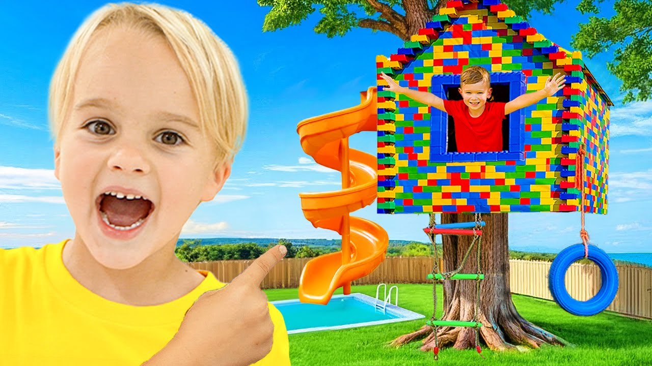Дети построили домик на дереве Lego!