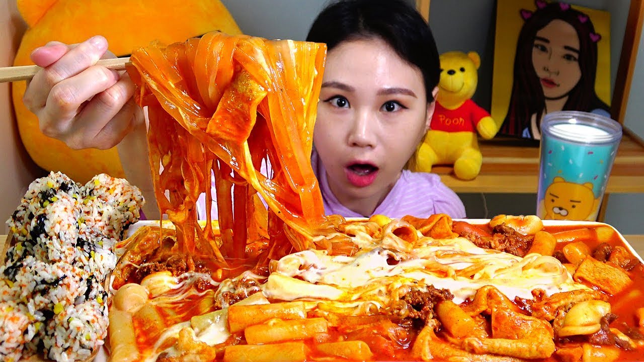 달토끼의 떡볶이흡입구역 가장 매운맛 국물떡볶이 당면사리 차돌박이 치즈많이 먹방 Mukbang