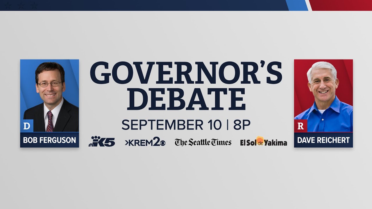 Watch Live: Washington gubernatorial debate with Bob Ferguson and Dave Reichert
