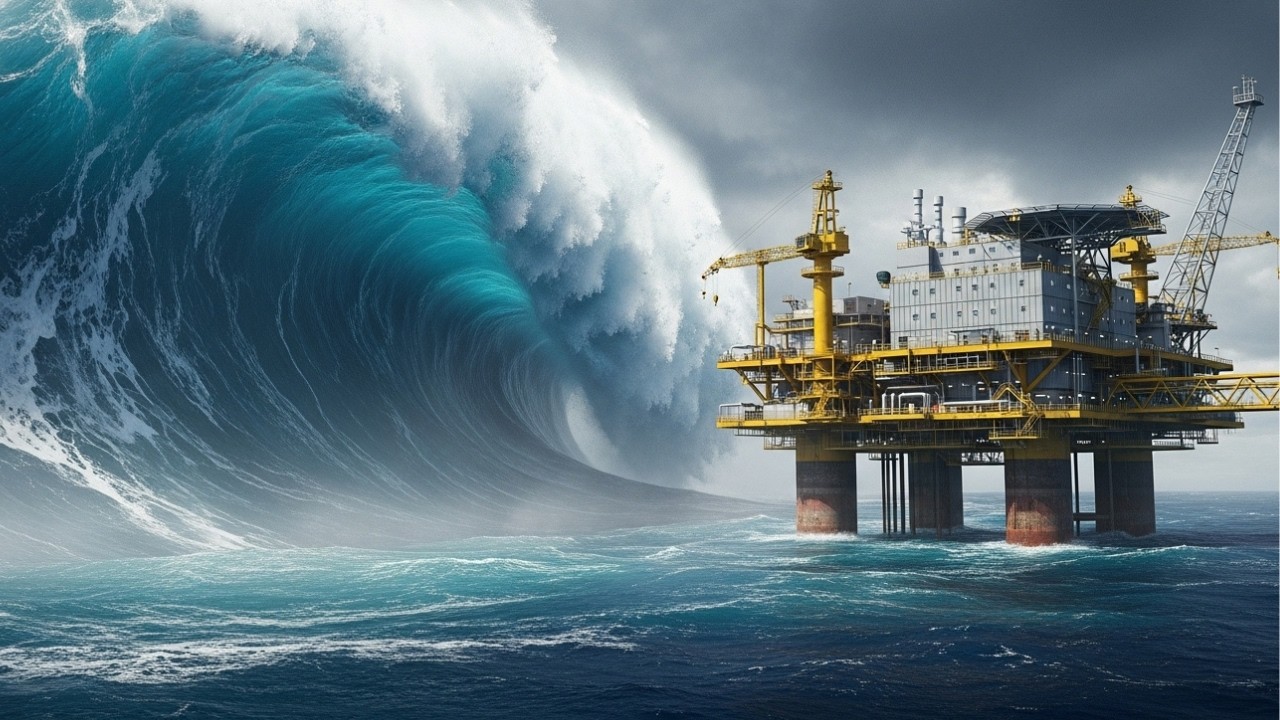 Giant Tsunami vs World’s Largest Oil Platform