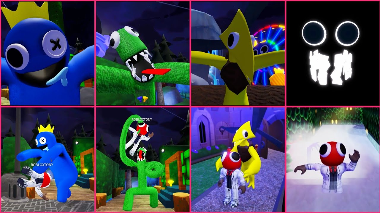 Rainbow friends 4 jumpscares vs red character 3rd person 