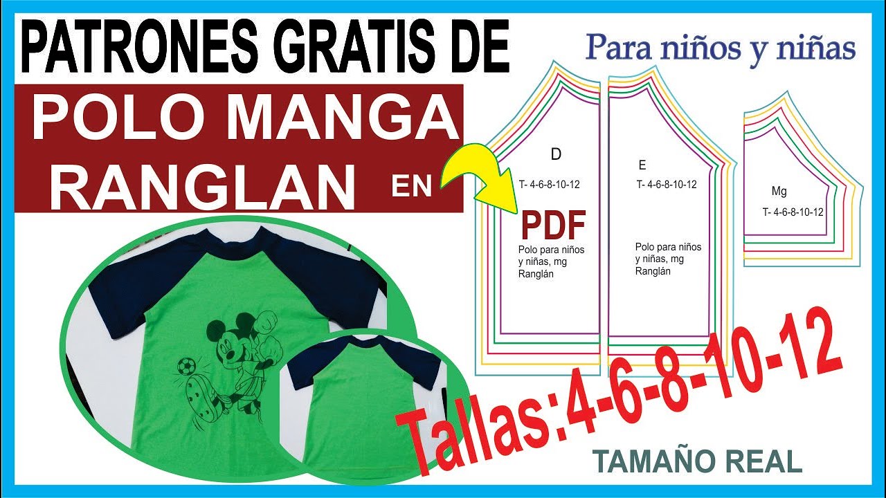 ✨✅ PATRONES GRATIS para POLOS DE NIÑOS MANGA RANGLÁN -  TODAS LAS TALLAS en PDF