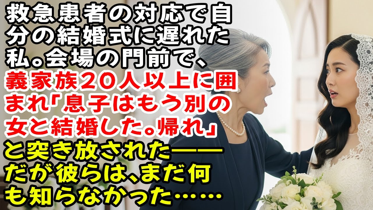 救急患者の対応で自分の結婚式に遅れた私。会場の門前で、義家族20人以上に囲まれ「息子はもう別の女と結婚した。帰れ」と突き放された——だが彼らは、まだ何も知らなかった……