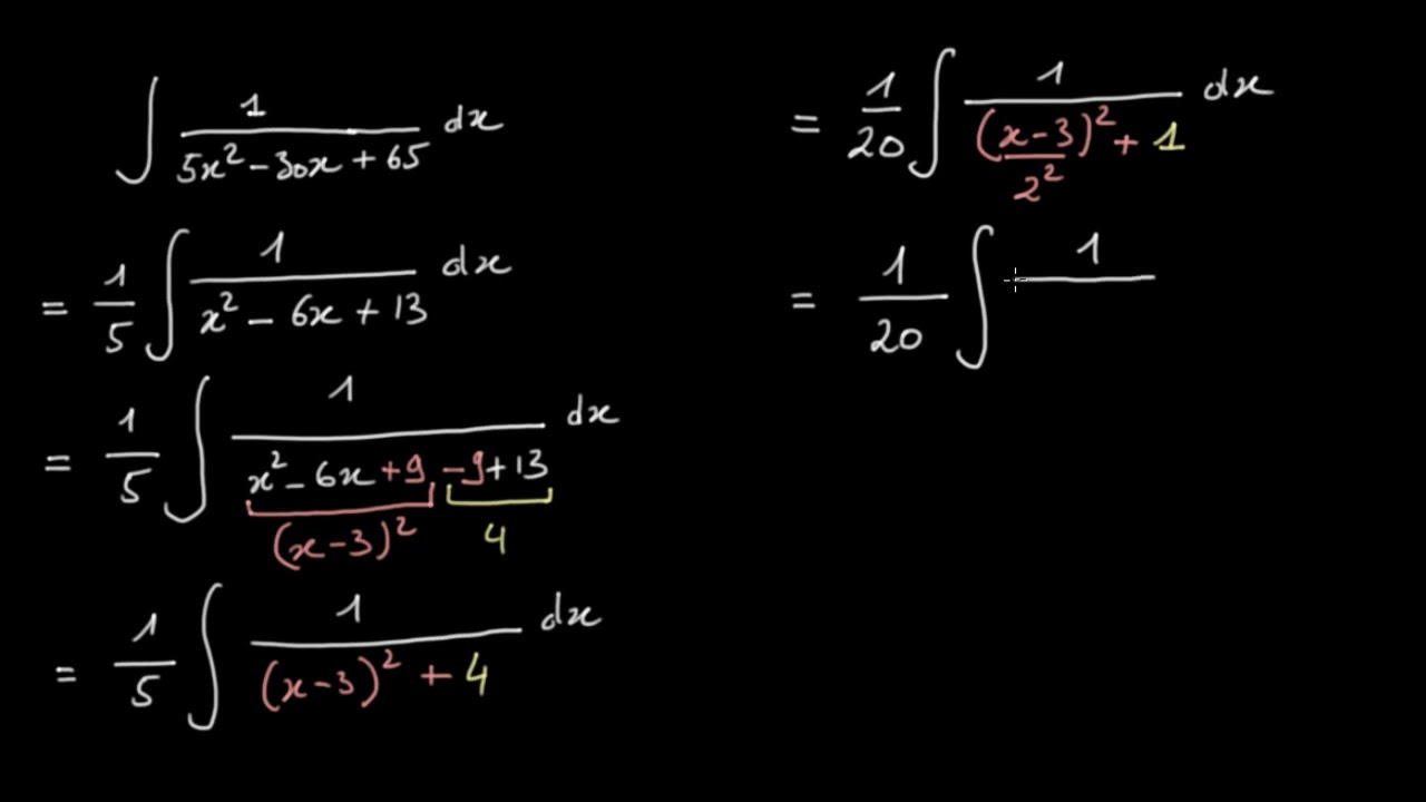 Intégration grâce à la technique de complétion du carré et la fonction arctan(x)
