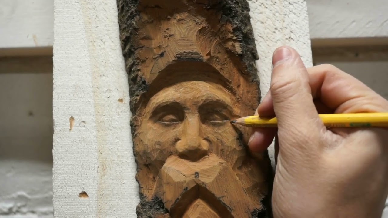 Lesson 3 - Detailing the Eyes - How to Carve A Wood Spirit | Woodcarving Tutorial for Beginners