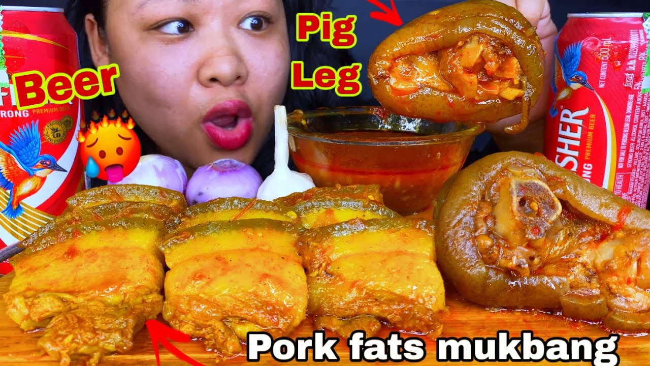 SPICY BRAISED FATTY PORK BELLY🔥SPICY PORK LEG CURRY WITH BEER MUKBANG | PORK BELLY MUKBANG ASMR