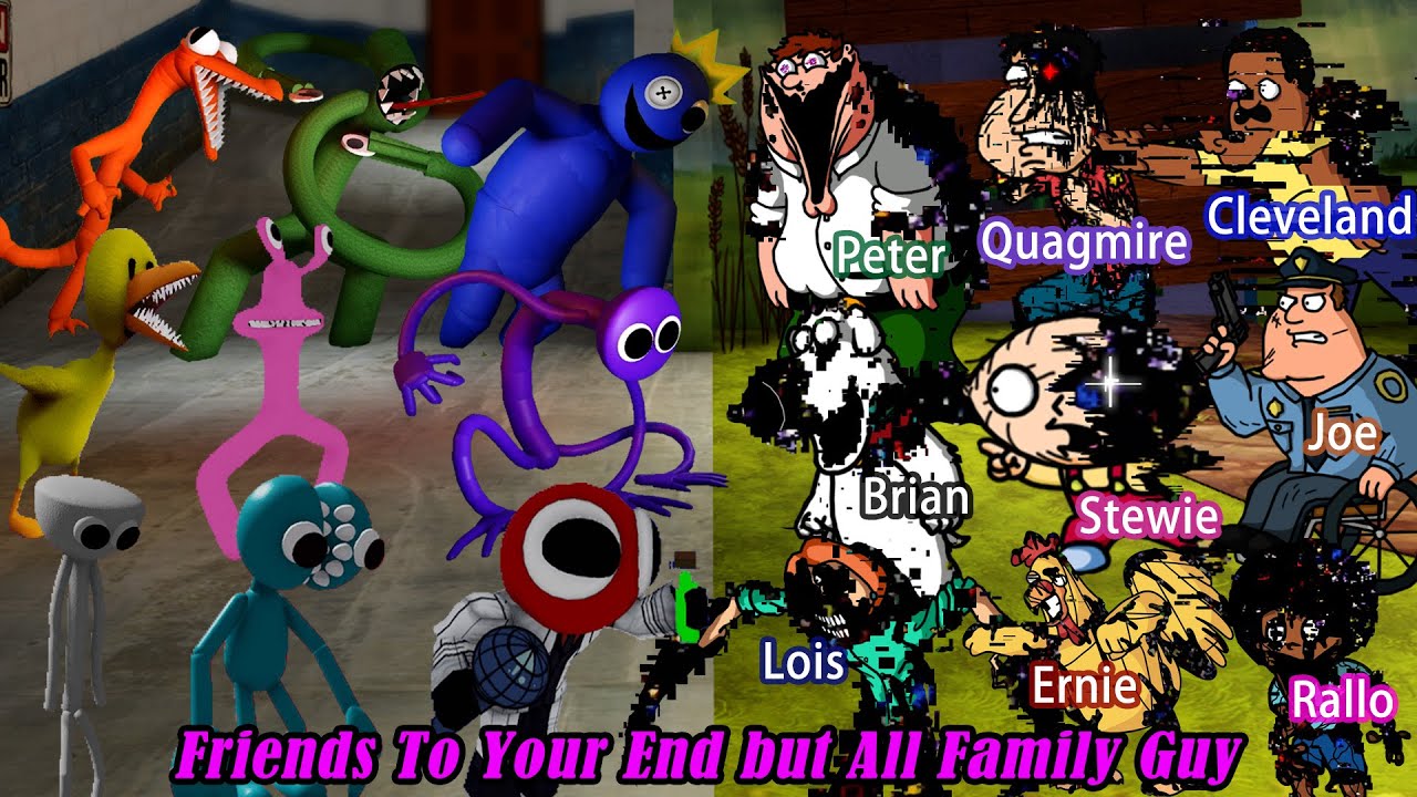 Friends To Your End but Pibby Family Guy Sing it | FNF Roblox Rainbow Friends x Darkness Takeover