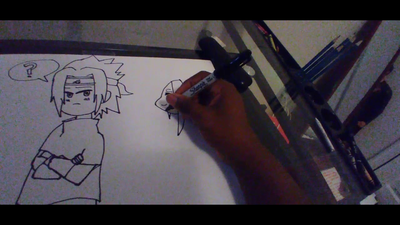 Drawing chibi Sasuke and Sakura with sharpie (valentine's day art video).