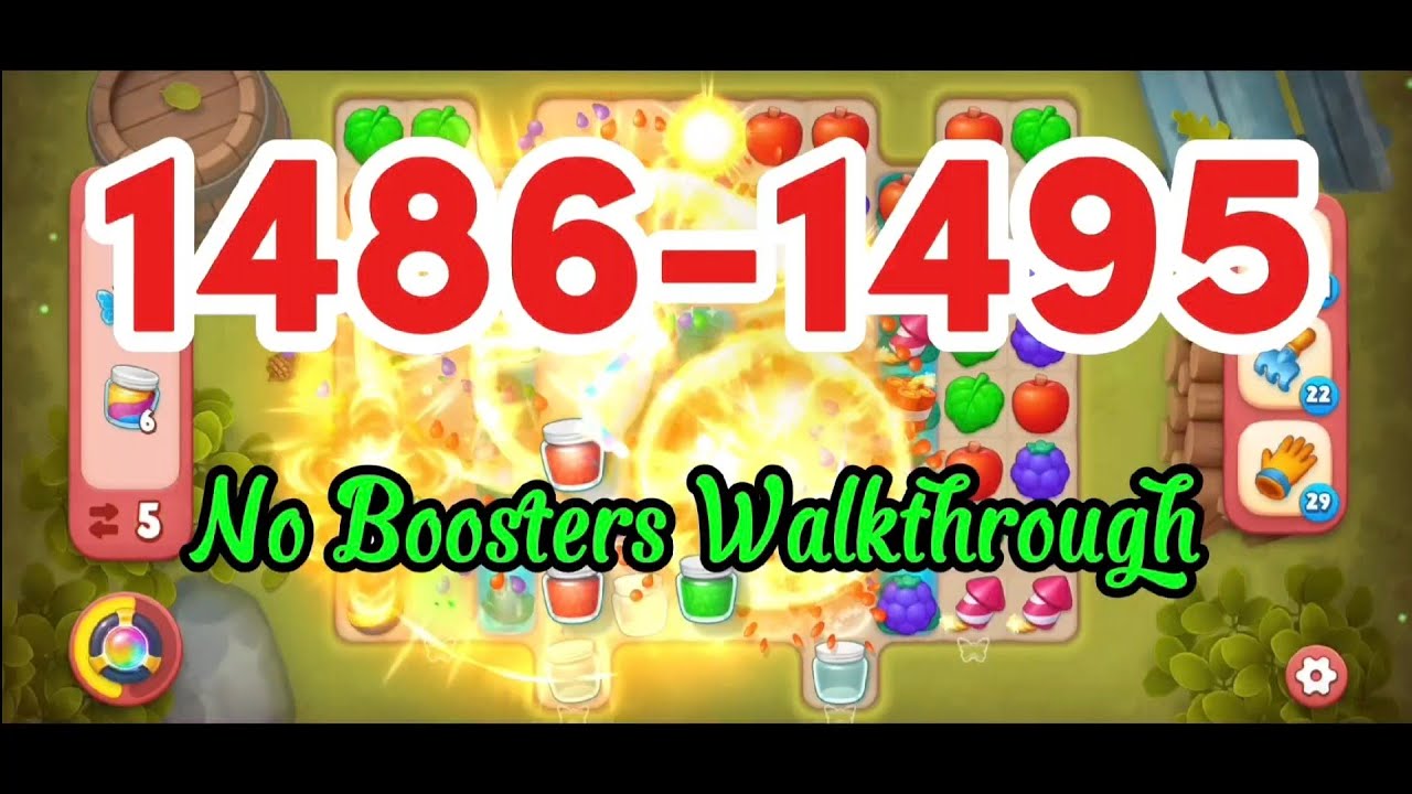 Level 1486-1495 No Boosters Walkthrough 💫 Match-3 Game Gardenscapes #games #gaming #gameplay