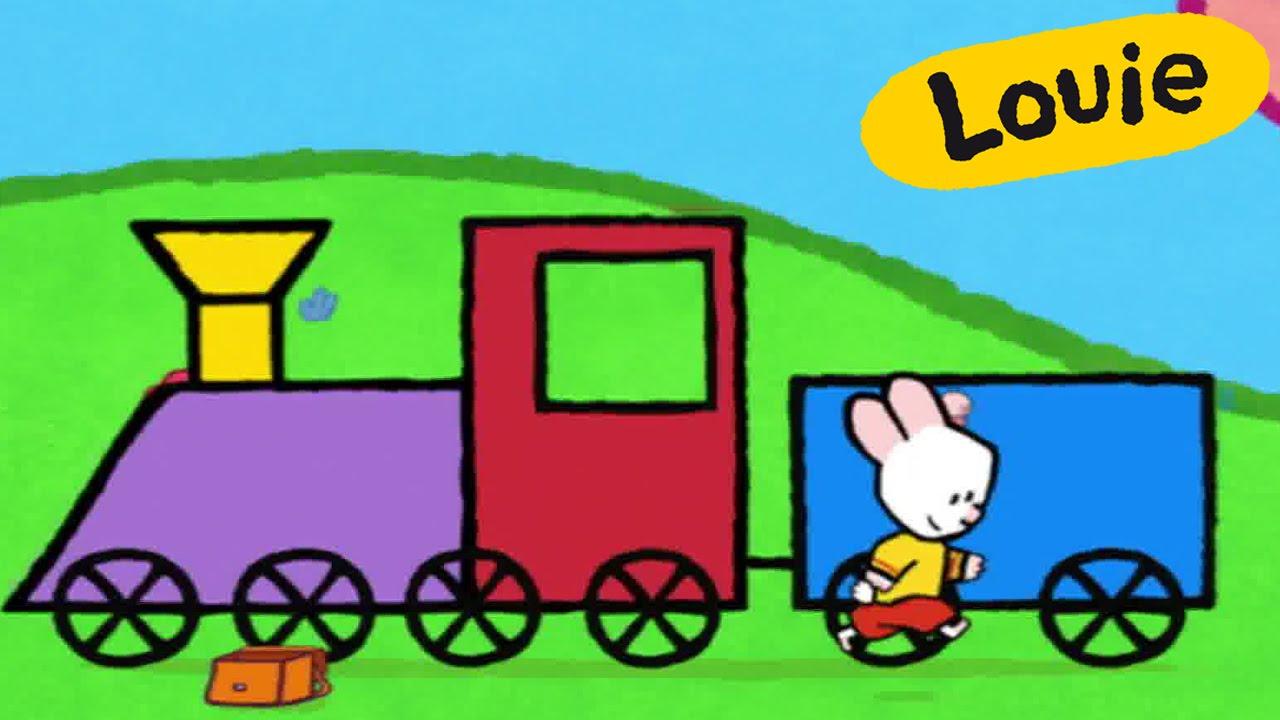 Cartoon for kids - Louie draw me a Train HD | Learn to draw
