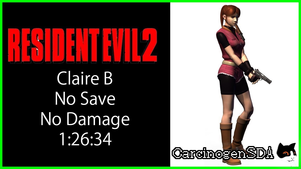 Resident Evil 2 (PSX) No Save, No Damage - Claire B - (1:26:34) [Commentated]