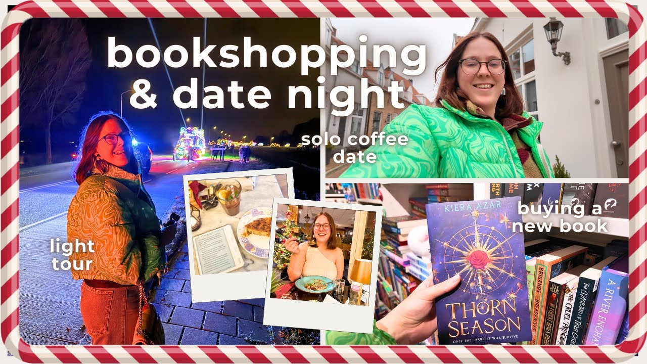 Bookshopping at my local bookstore, date night & light tour ✨📚  cozy small town vlog 🎄 Vlogmas 8