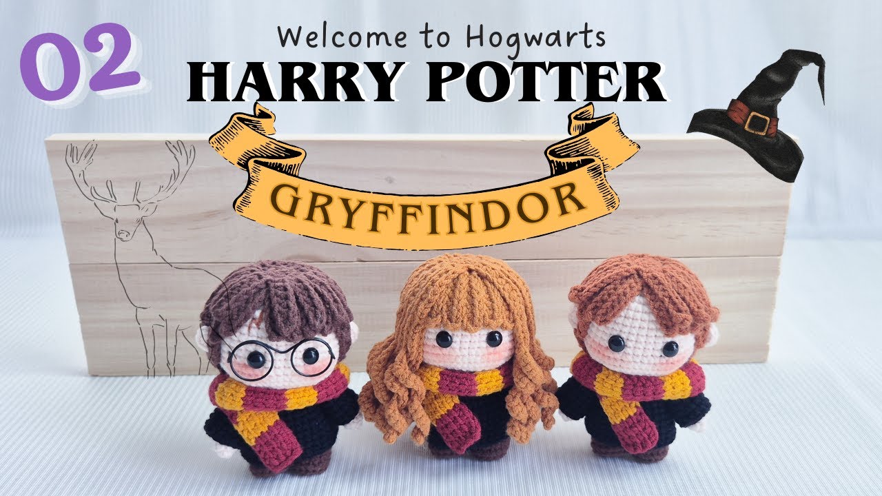 Crochet Chibi Harry Potter, Ron Weasley and Hermione Granger - Part 02: Hair | NHÀ LEN