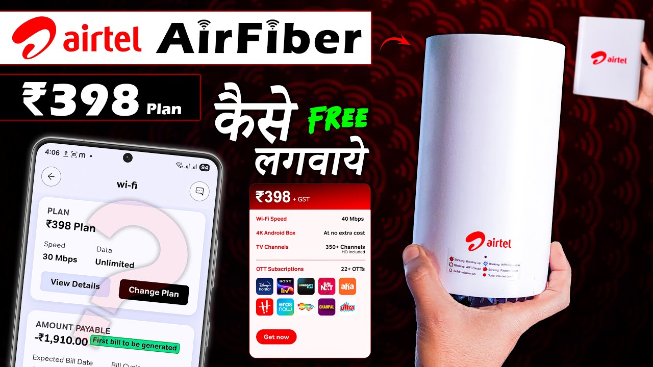 Airtel AirFiber 398 plan Apply to installation Full Process, airtel airfiber ka sabse sasta plan