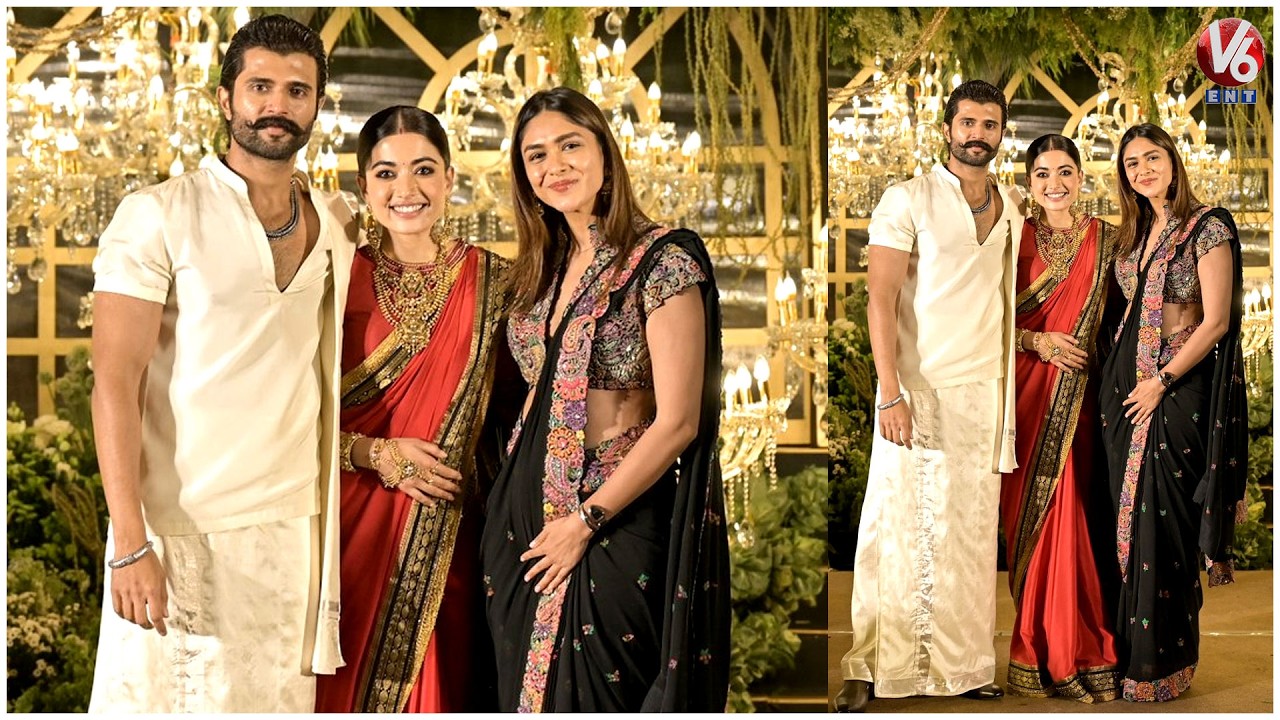 Heroine Mrunal Thakur Visuals @ Vijay & Rashmika Wedding Reception | Virosh | V6ENT