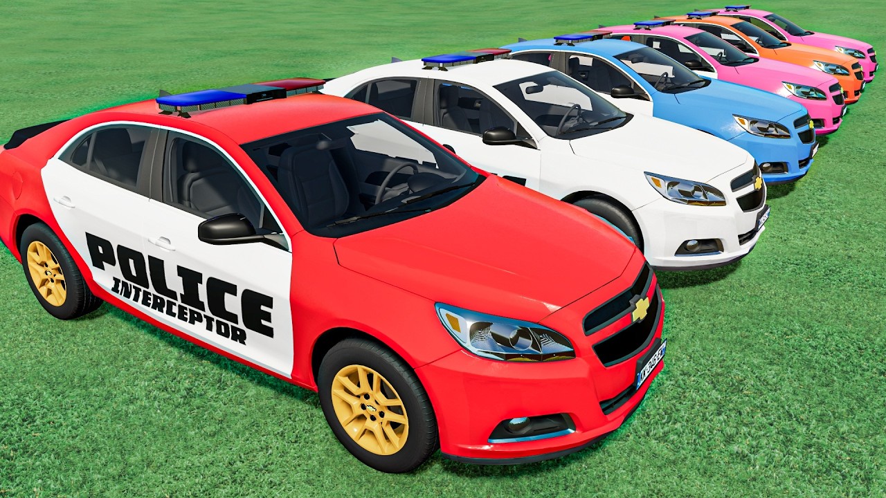 Police Mobil VS TRIPLE LOW LOADER Flatbed Trucks!