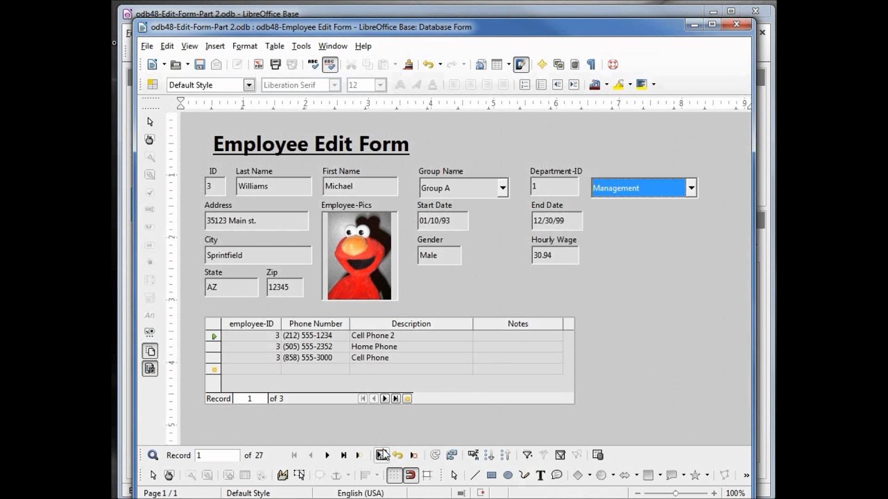 LibreOffice Base (48) Edit Form Part 2 (List Box)